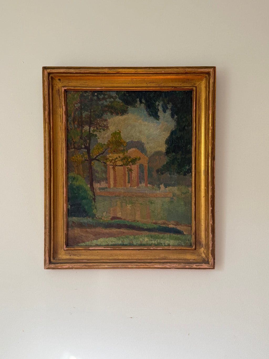 Harry Wertz “Rome” Oil on Board Landscape Painting with Classical Temple