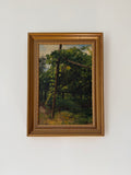 Vintage Impressionist Vineyard Pergola Oil Painting on Board in Gilt Frame