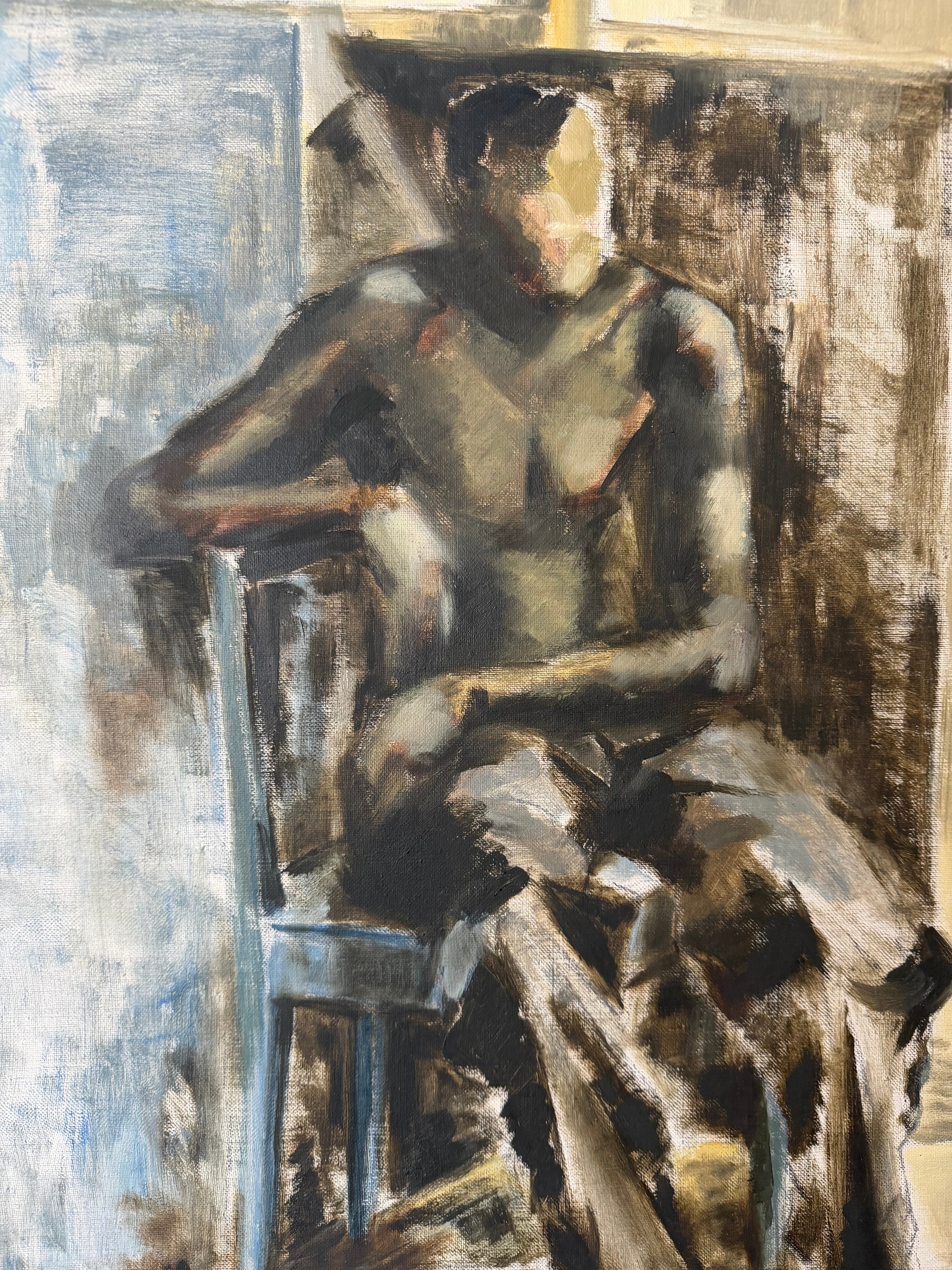 Swedish Modern Figurative Acrylic on Canvas | Framed Scandinavian Portrait Painting