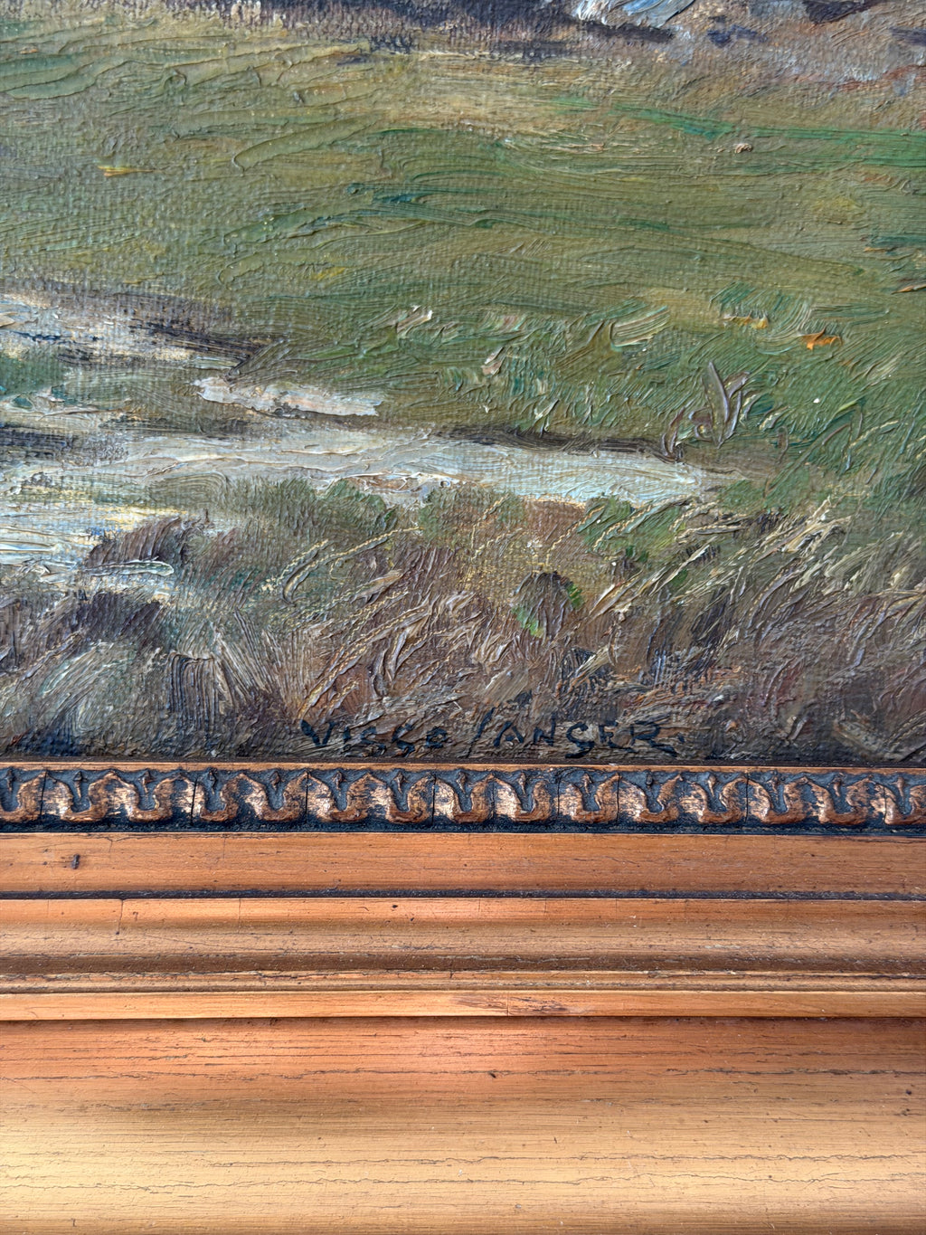 Olaf Viggo Langer (German, b.1860) Pastoral Landscape Oil Painting on Canvas
