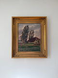 Olaf Viggo Langer (German, b. 1860) Pastoral Farmhouse Landscape Oil Painting