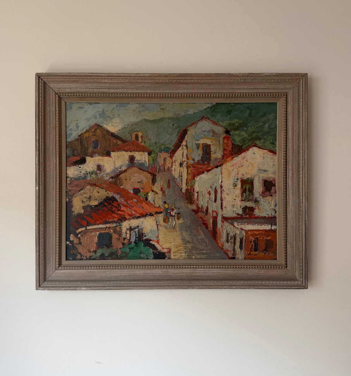 Taxco Town by Jean-Frédéric Schweckler, an original vintage Mexican landscape painting