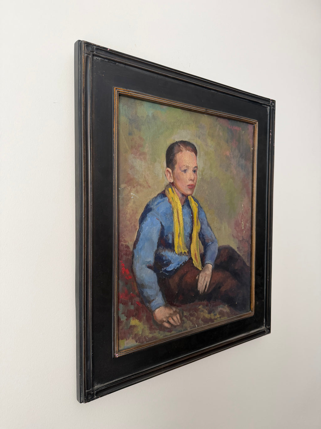Vintage American Portrait Oil Painting of Young Boy | Signed Original