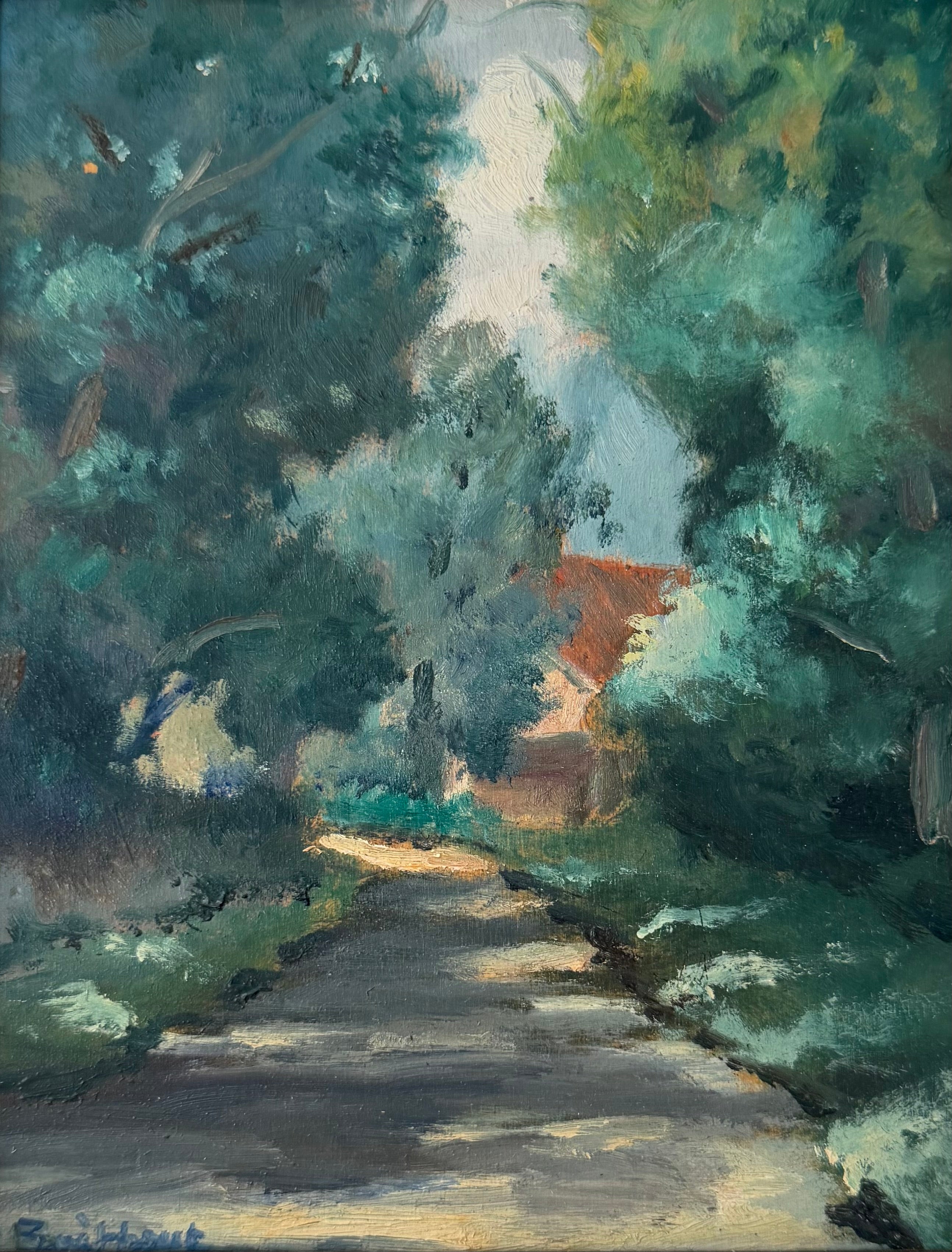 Louis Boekhout Dutch Canadian Impressionist Woodland Path Oil Painting Framed