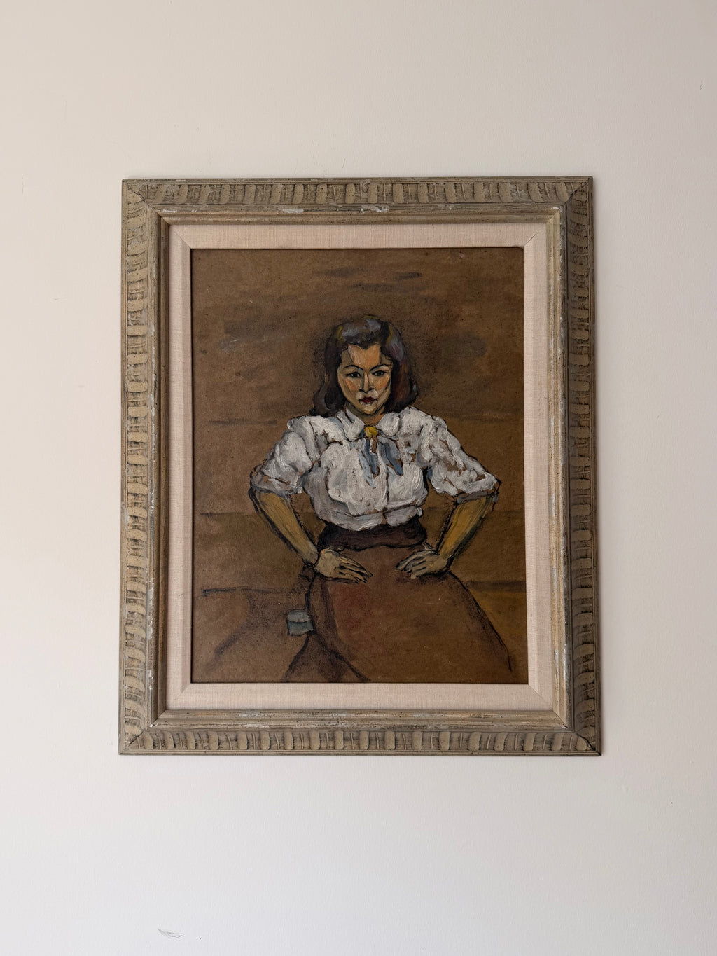 Now You Listen Here by Wood Gaylor, an original midcentury American portrait in a vintage frame