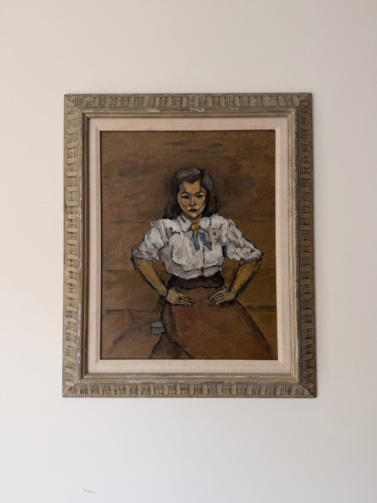 Now You Listen Here by Wood Gaylor, an original midcentury American portrait in a vintage frame