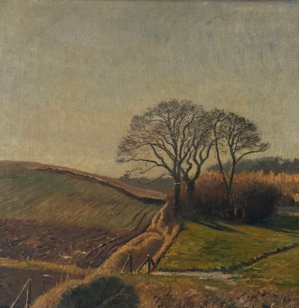 Olaf Viggo Langer (German, b.1860) Pastoral Landscape Oil Painting on Canvas