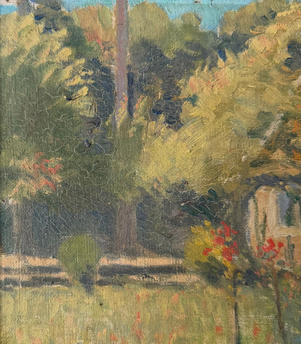 Vintage English Garden Oil Painting | Cottage Landscape | Original
