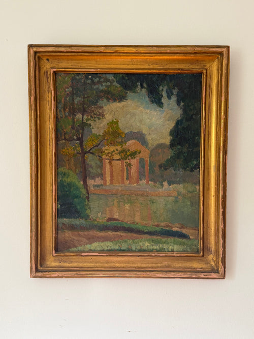 Harry Wertz “Rome” Oil on Board Landscape Painting with Classical Temple