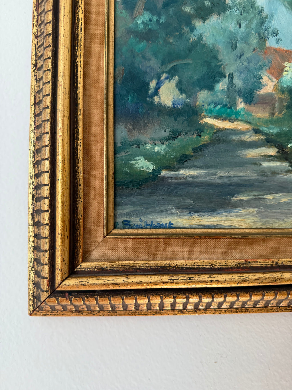 Louis Boekhout Dutch Canadian Impressionist Woodland Path Oil Painting Framed