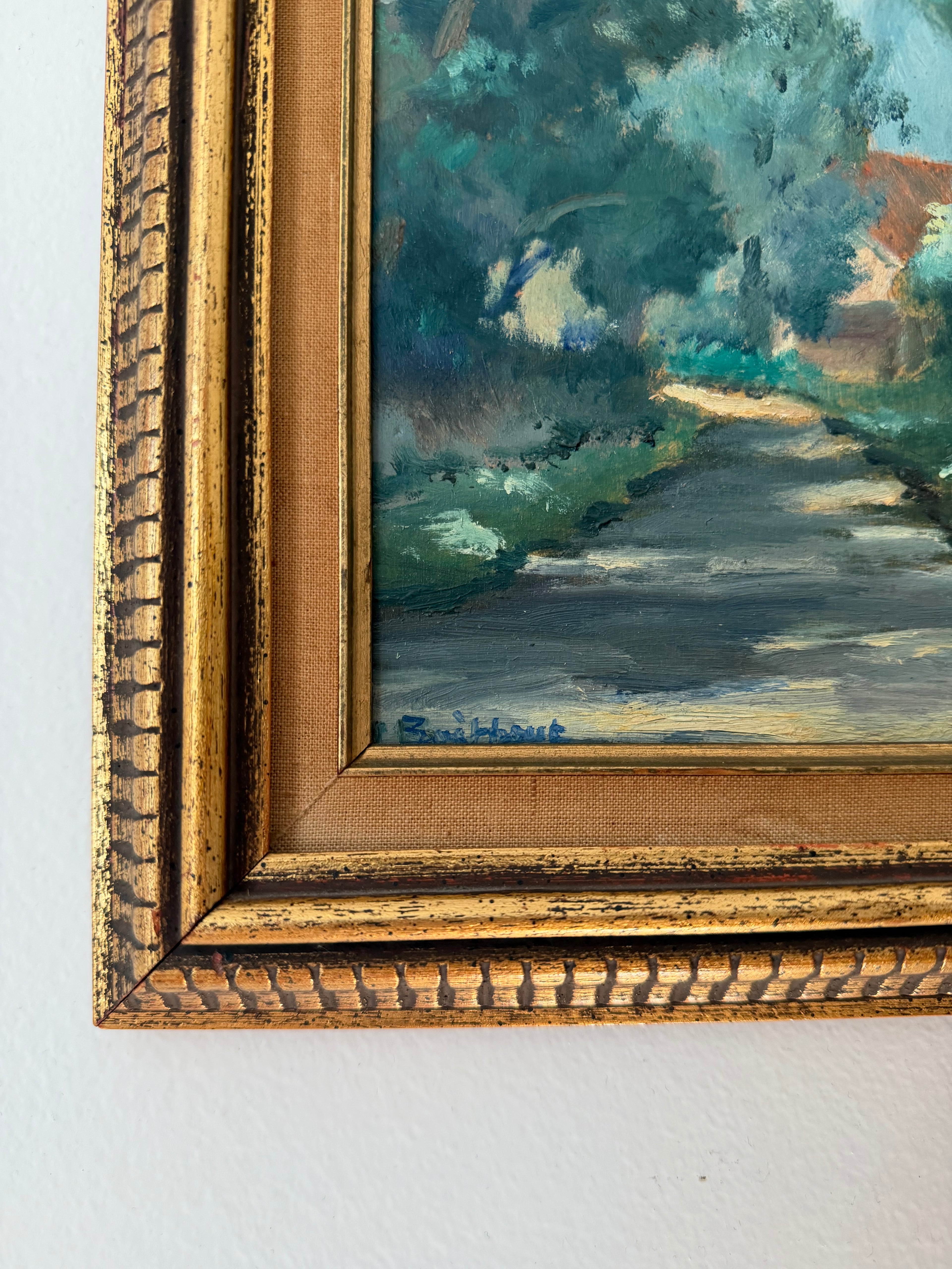 Louis Boekhout Dutch Canadian Impressionist Woodland Path Oil Painting Framed