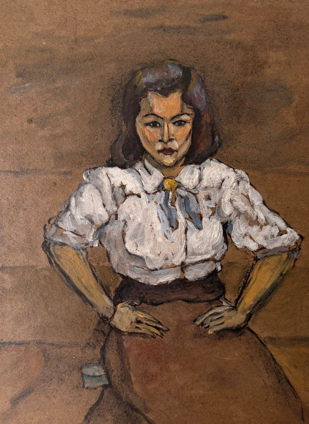 Now You Listen Here, an original oil portrait of a seated young woman by Wood Gaylor