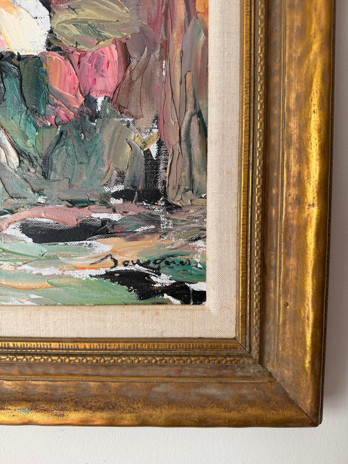 Close-up of Georges Bousquet’s signature on the original French oil painting