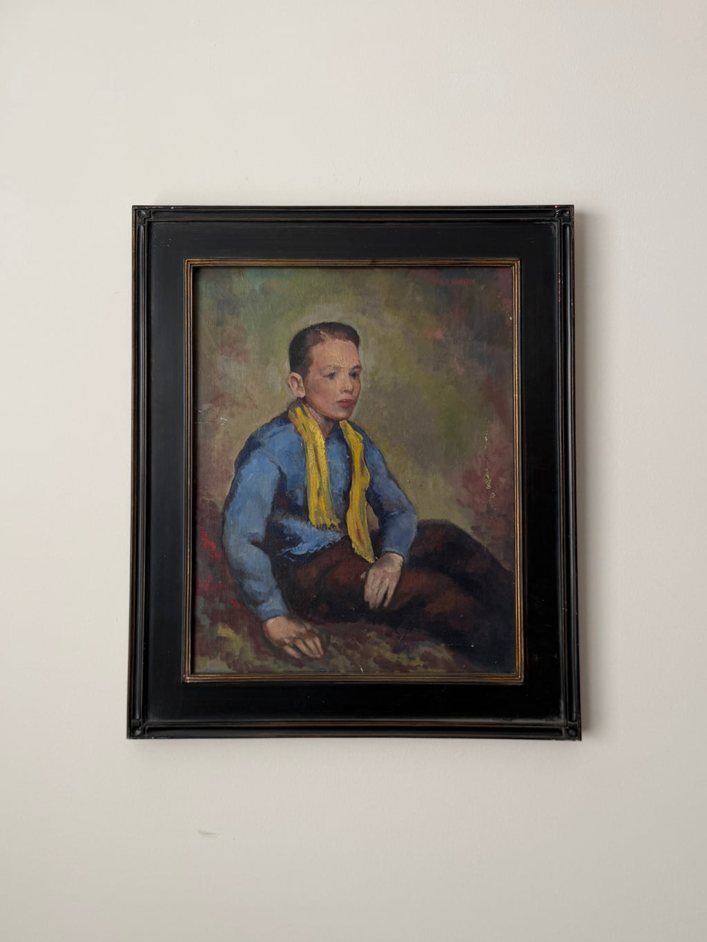 Vintage American Portrait Oil Painting of Young Boy | Signed Original