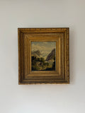 19th Century English Mountain Village Landscape Oil Painting by J.M. Meeker