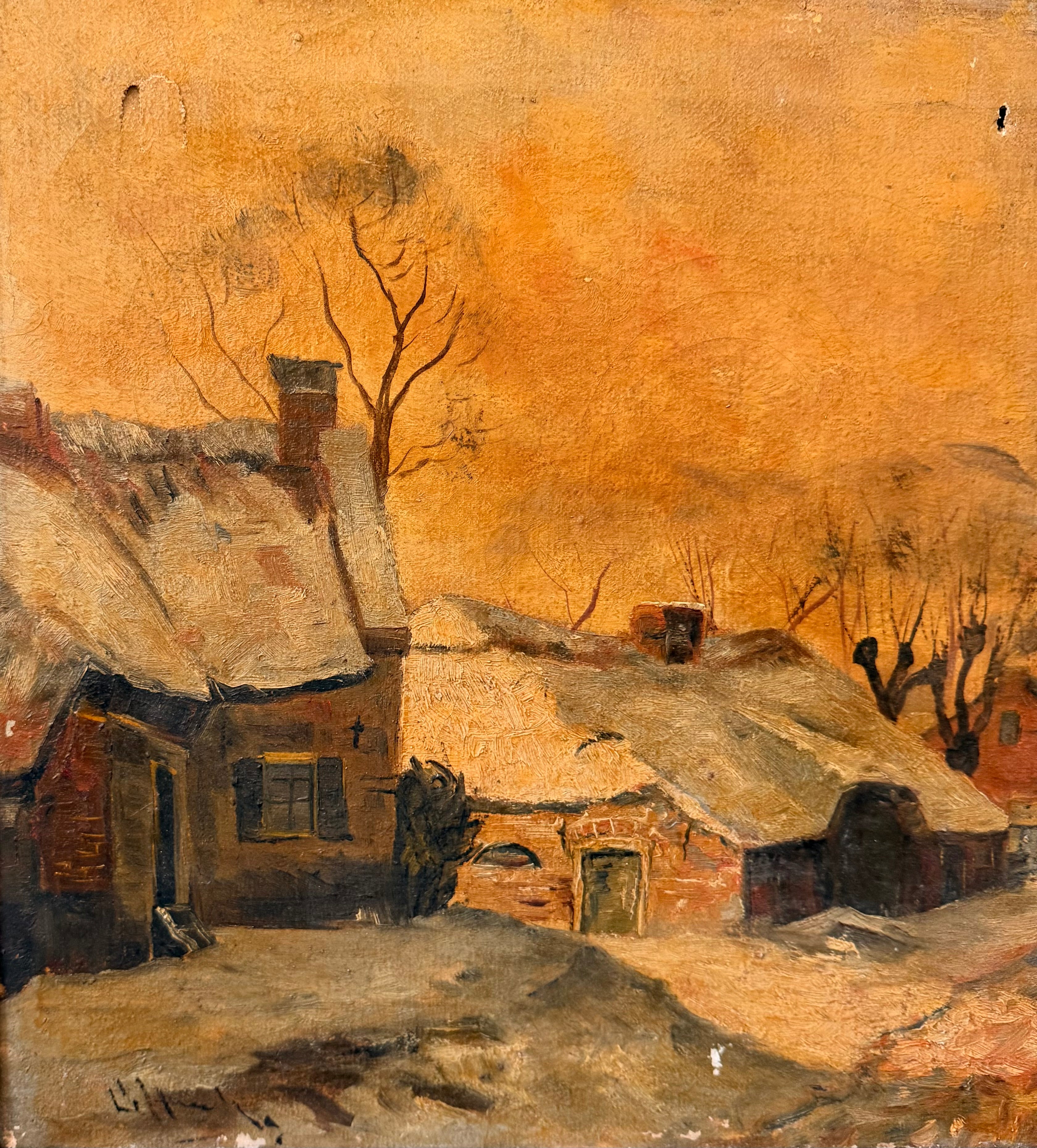 European Winter Village Scene