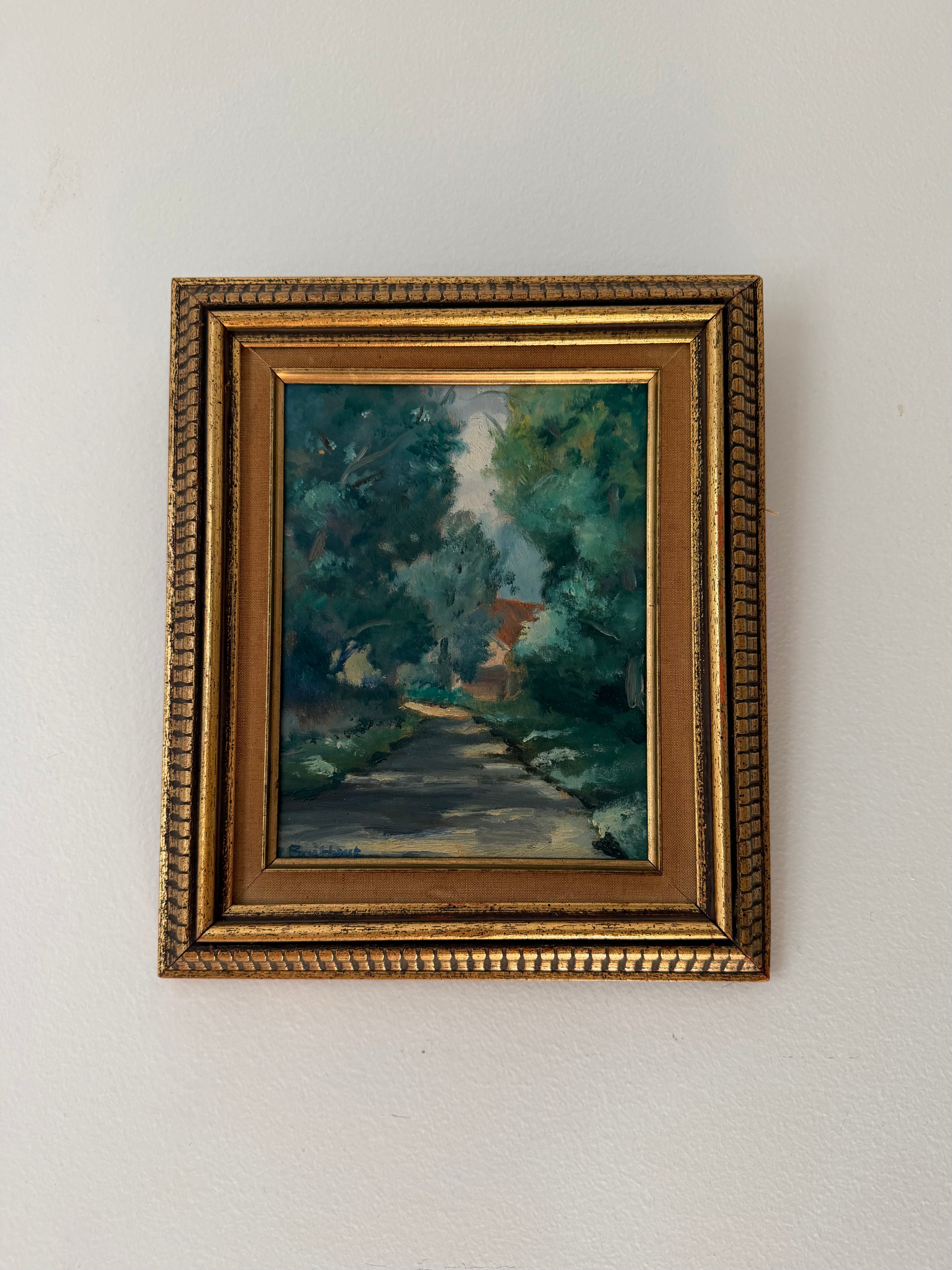 Louis Boekhout Dutch Canadian Impressionist Woodland Path Oil Painting Framed