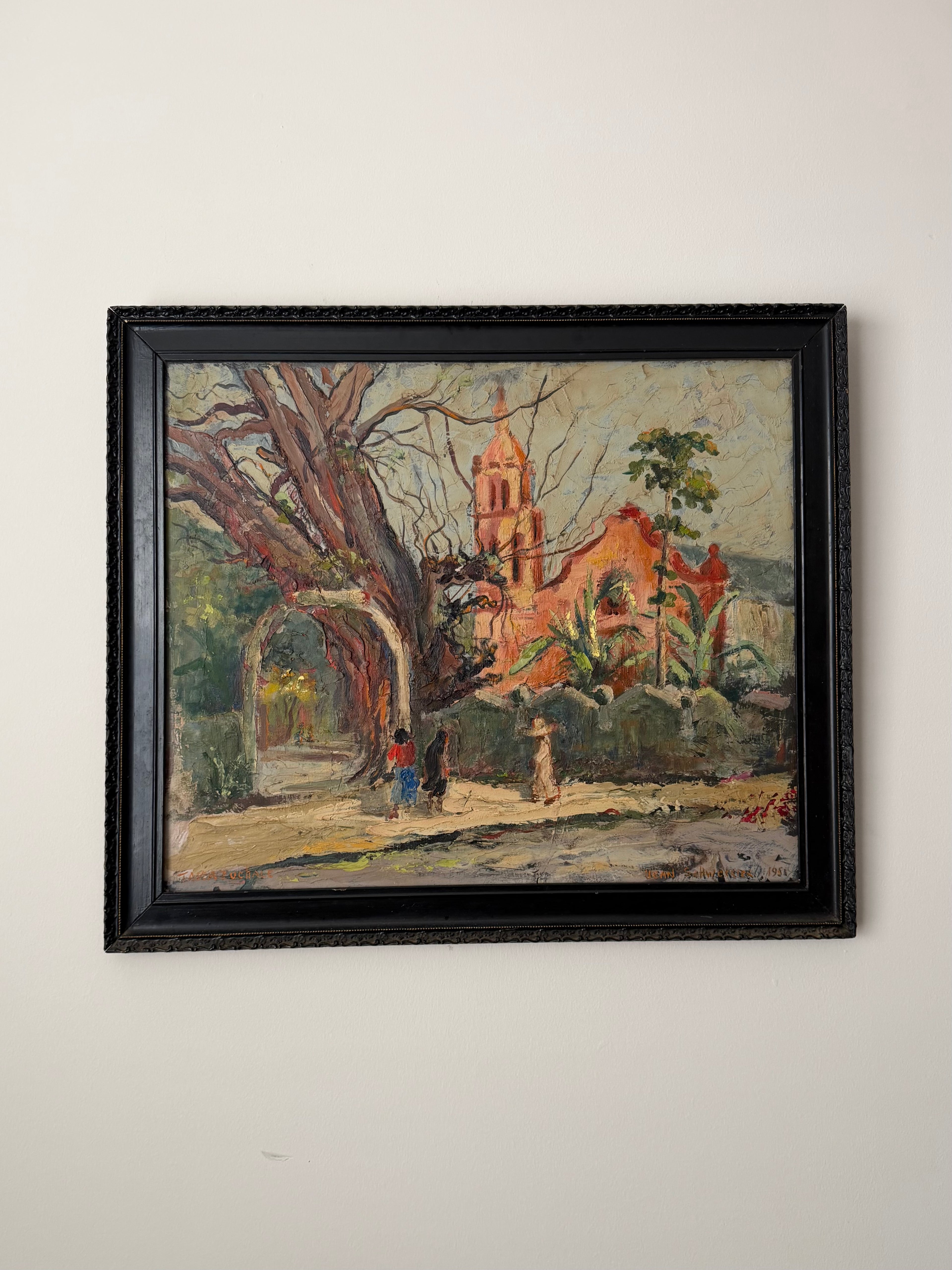 Jean Schweckler Oil Painting | Mexican Mission Landscape | Signed Original