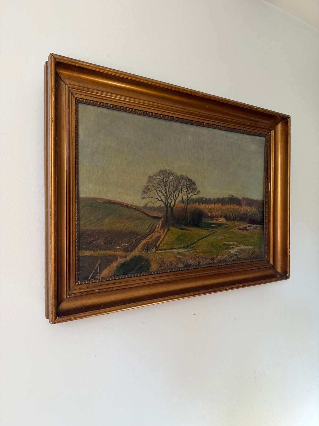 Olaf Viggo Langer (German, b.1860) Pastoral Landscape Oil Painting on Canvas